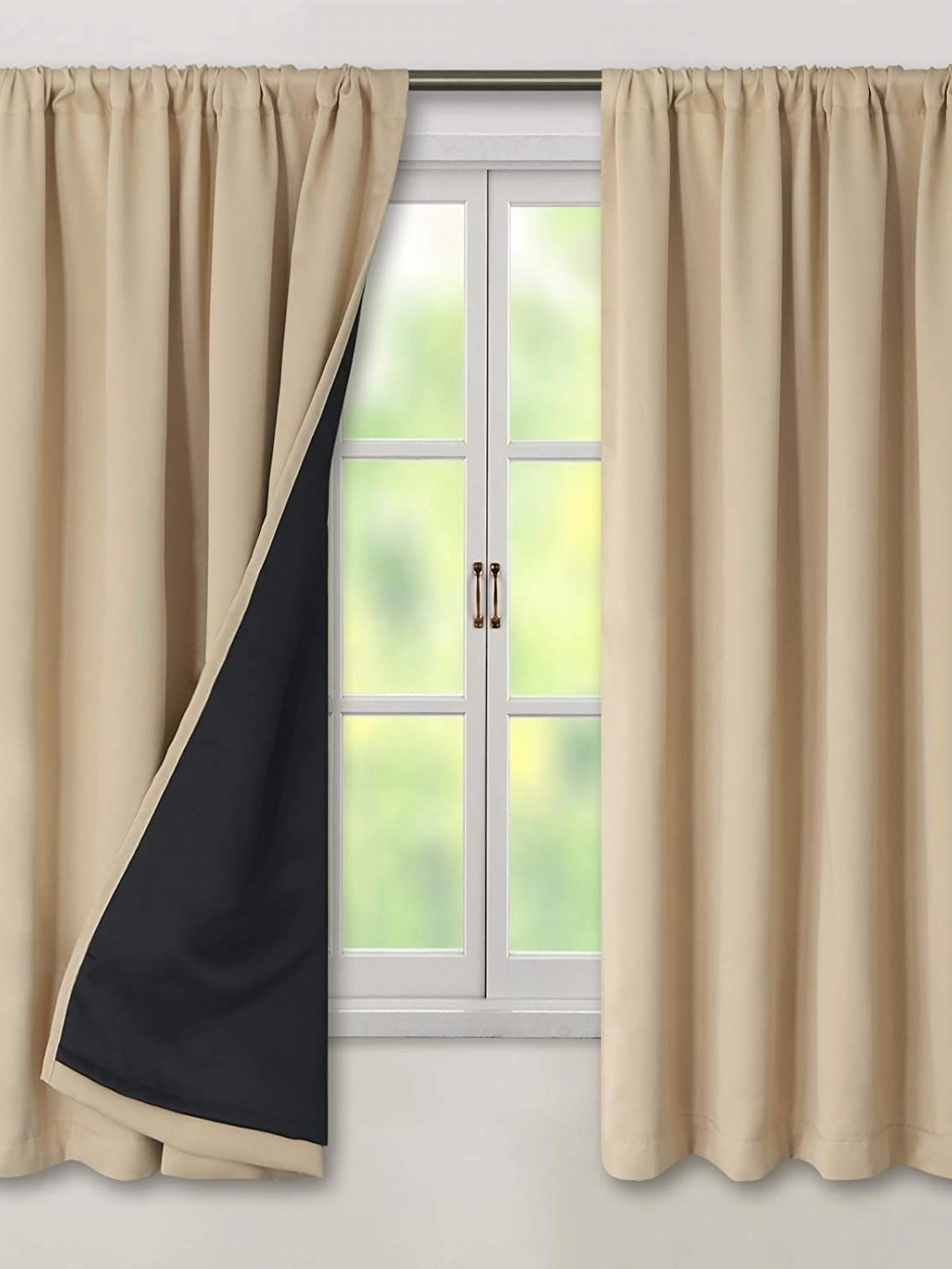 

BFAM Beige 2 Pieces Sheer Long Door Curtain