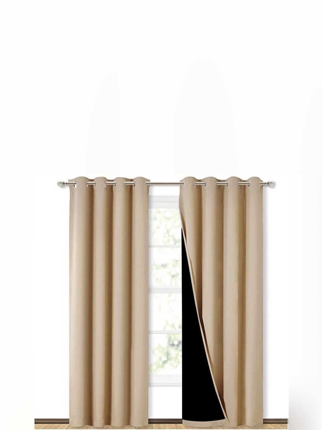 

BFAM Beige Black Out Long Door Curtain