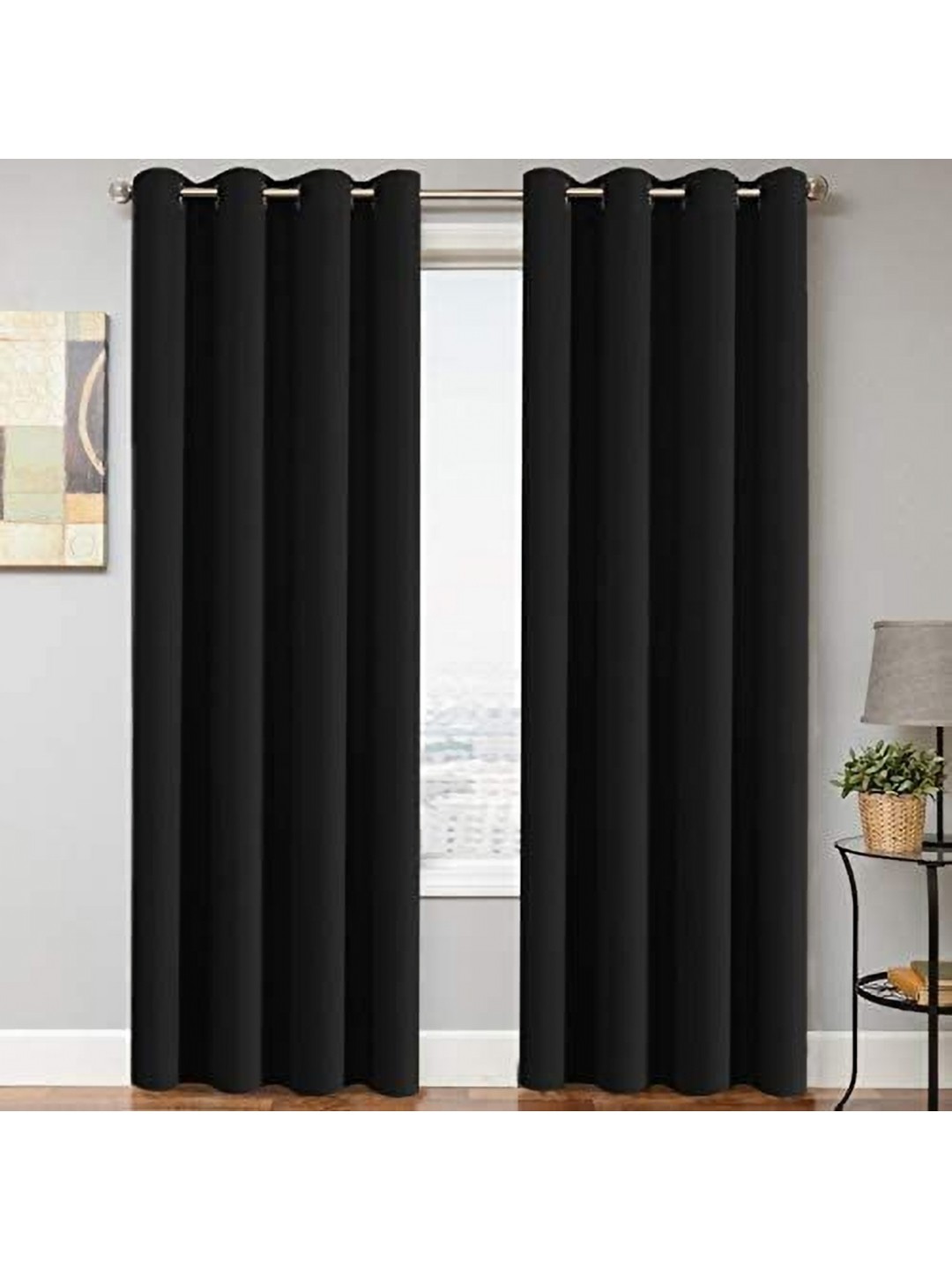 

BFAM Black 2 Pieces Black Out Door Curtains