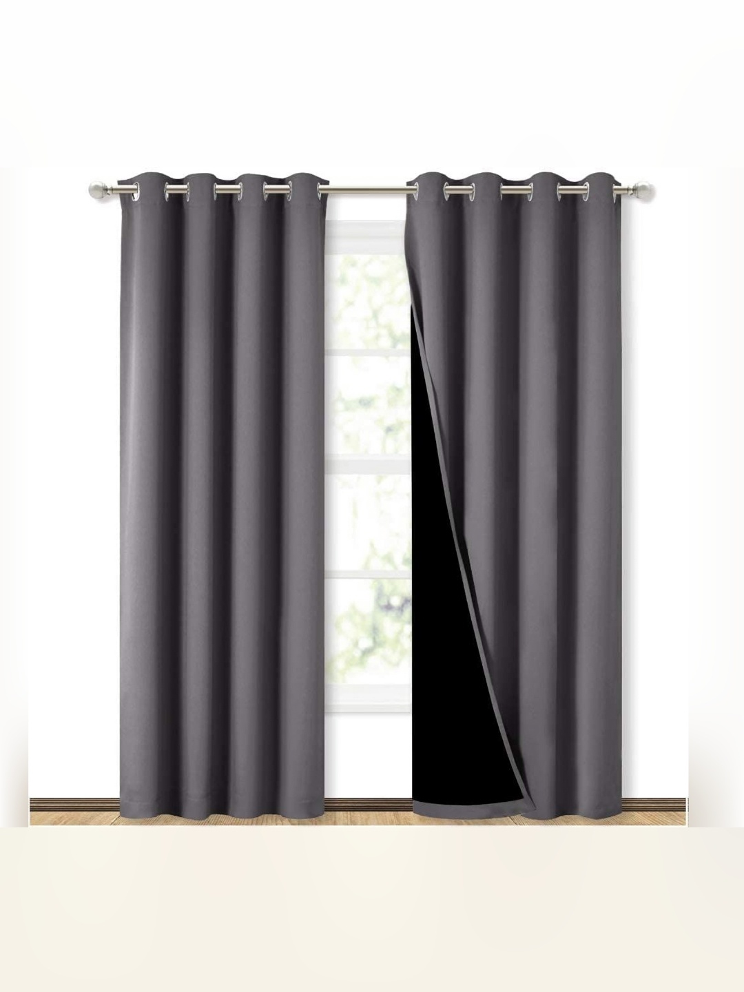 

BFAM Grey Black Out Long Door Curtain