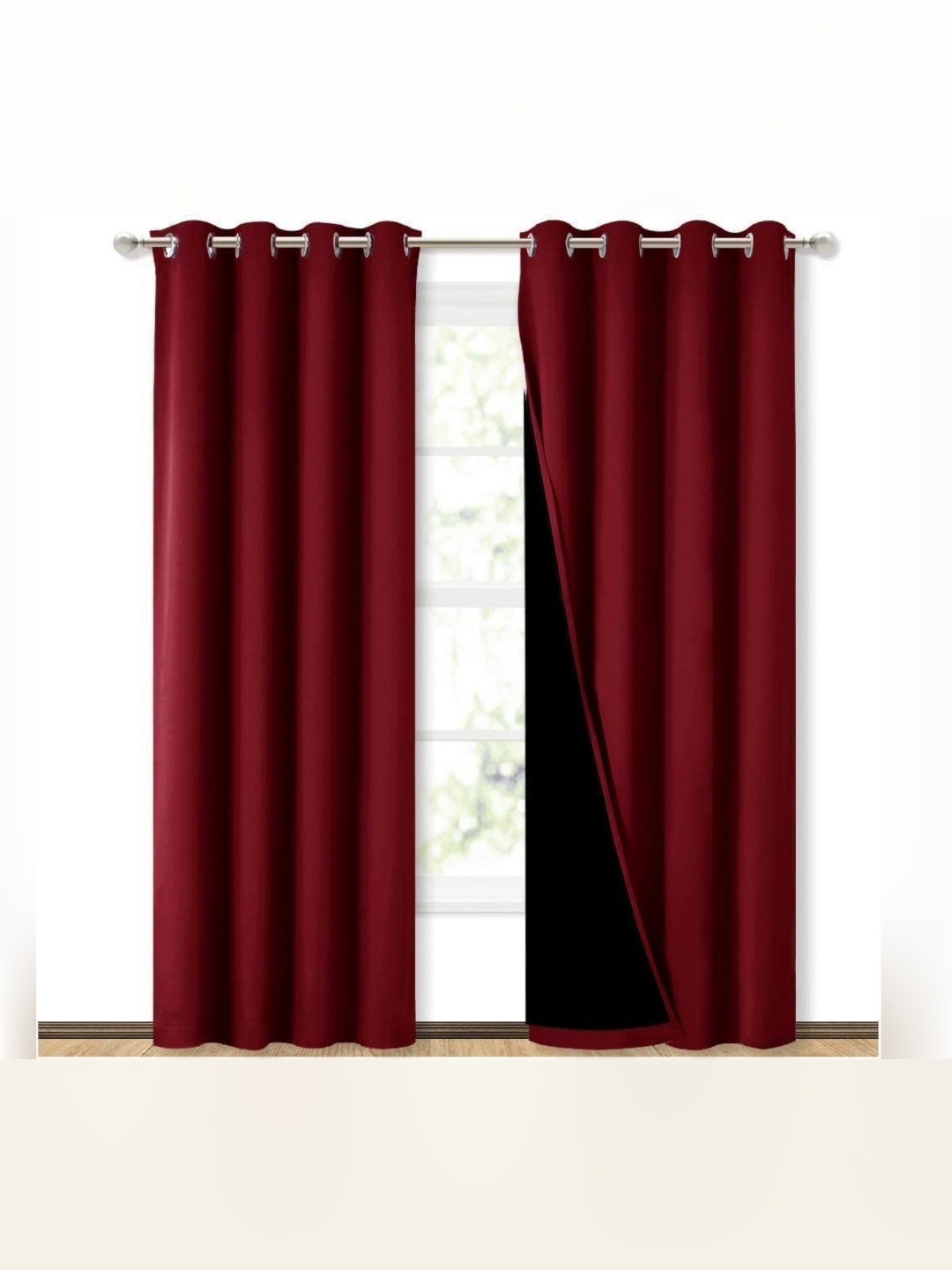 

BFAM Maroon & Black Black Out Window Curtain