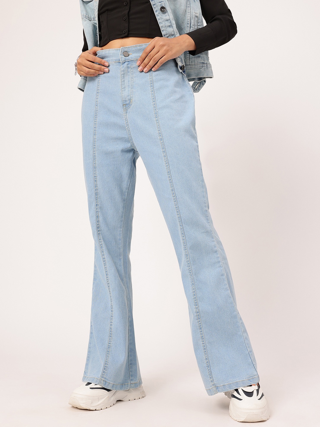 

DressBerry Women Retro Flare High-Rise Bell Bottom Jeans, Blue