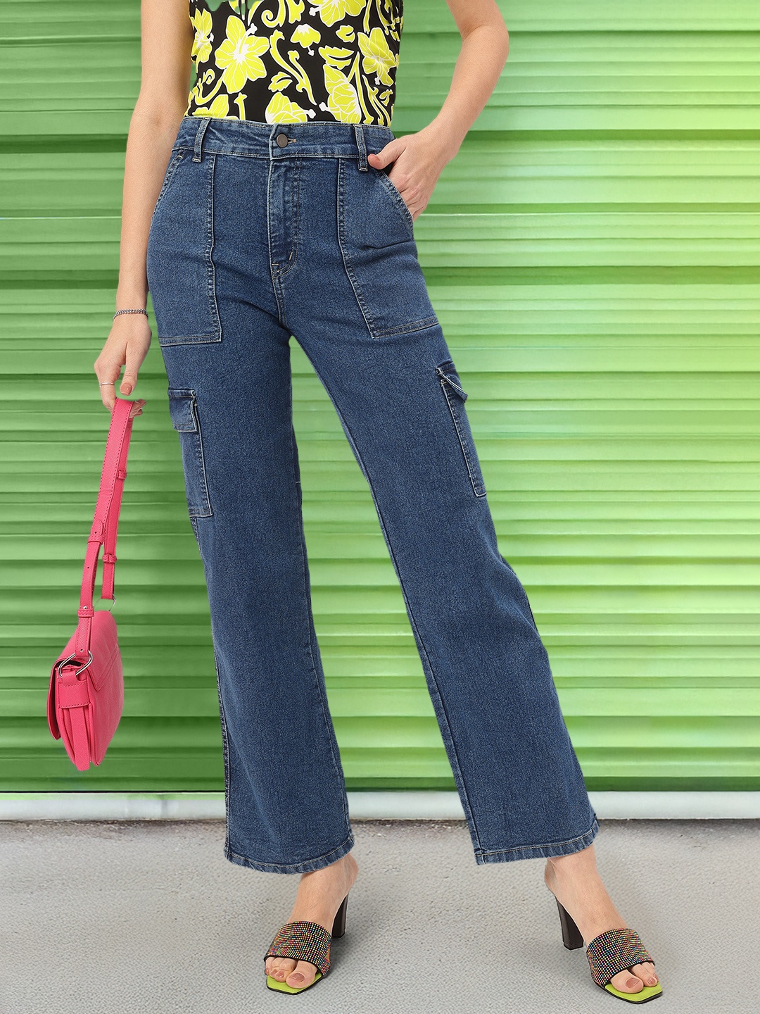 

DressBerry Women Urban Rebellion Cargo-Style Jeans, Blue