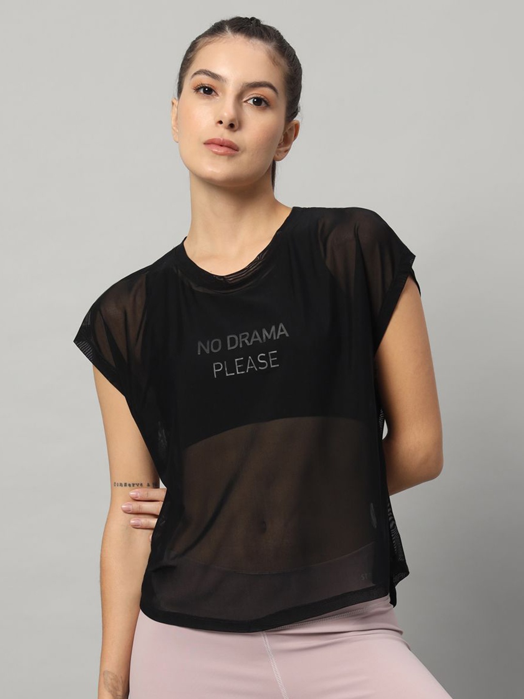 

MKH Women Typography Printed Round Neck T-shirt, Black