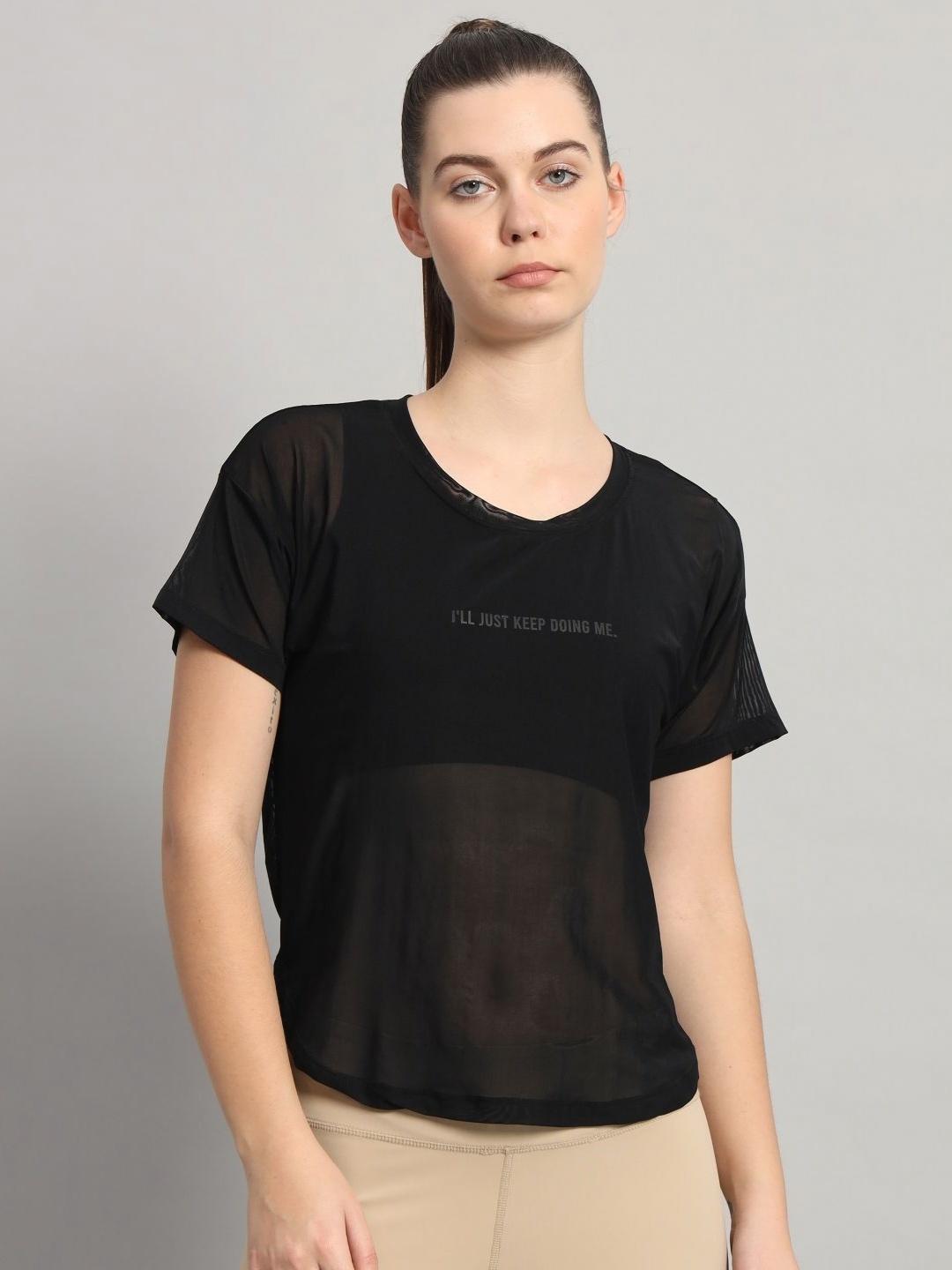 

MKH Women Typography Printed Round Neck T-shirt, Black
