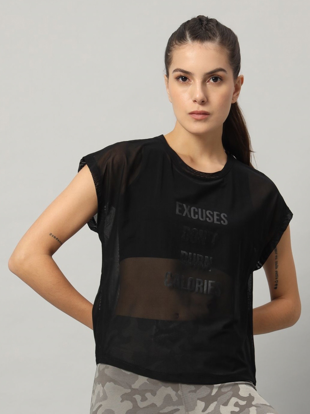 

MKH Women Typography Printed Round Neck T-shirt, Black