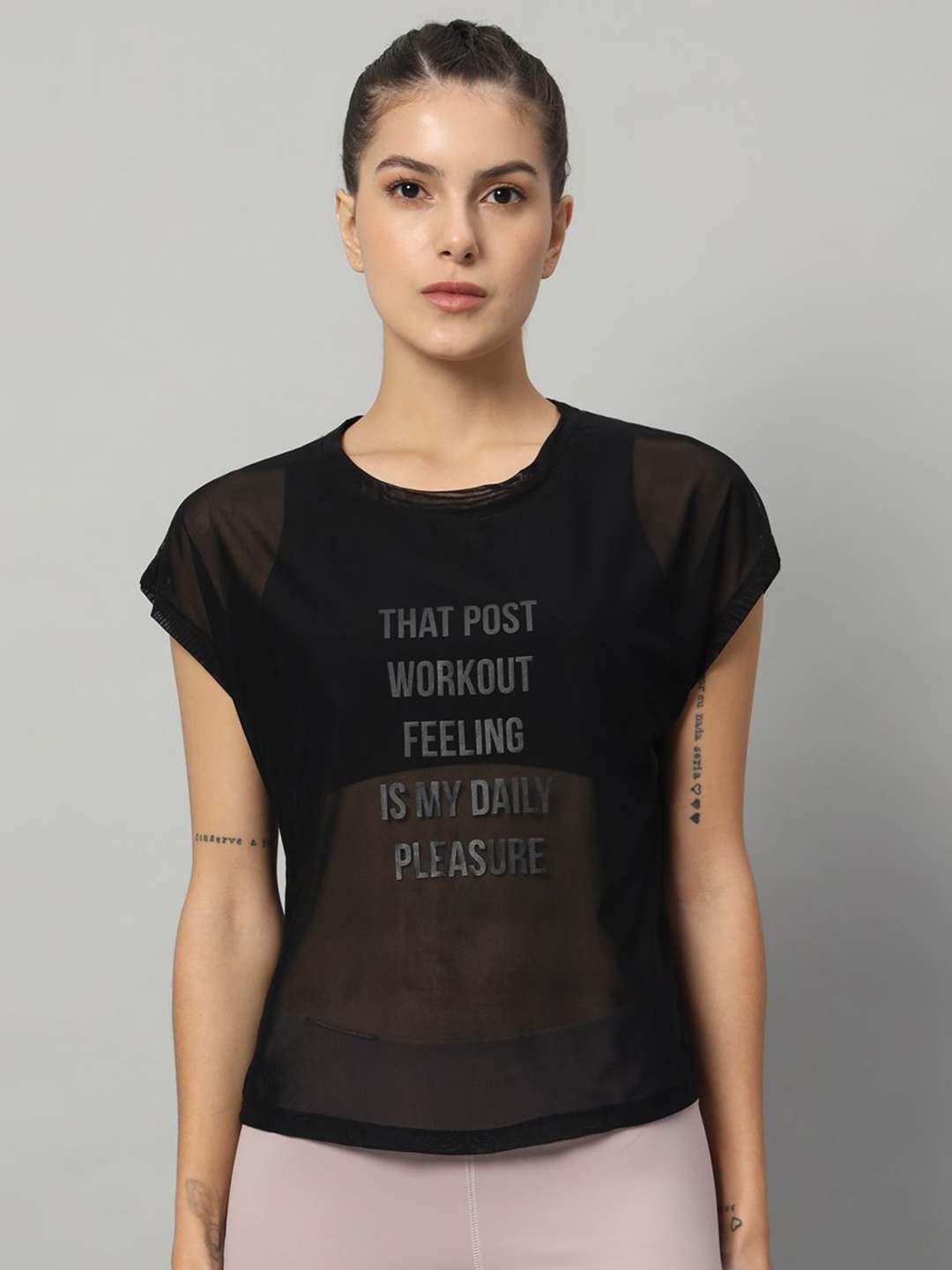 

MKH Women Typography Printed Round Neck T-shirt, Black