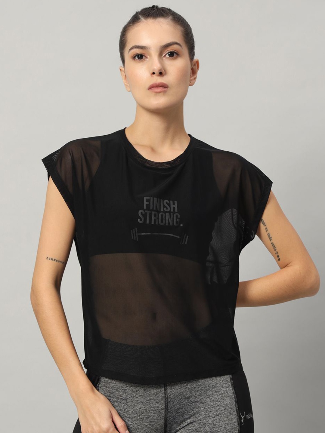 

MKH Women Typography Printed Round Neck T-shirt, Black