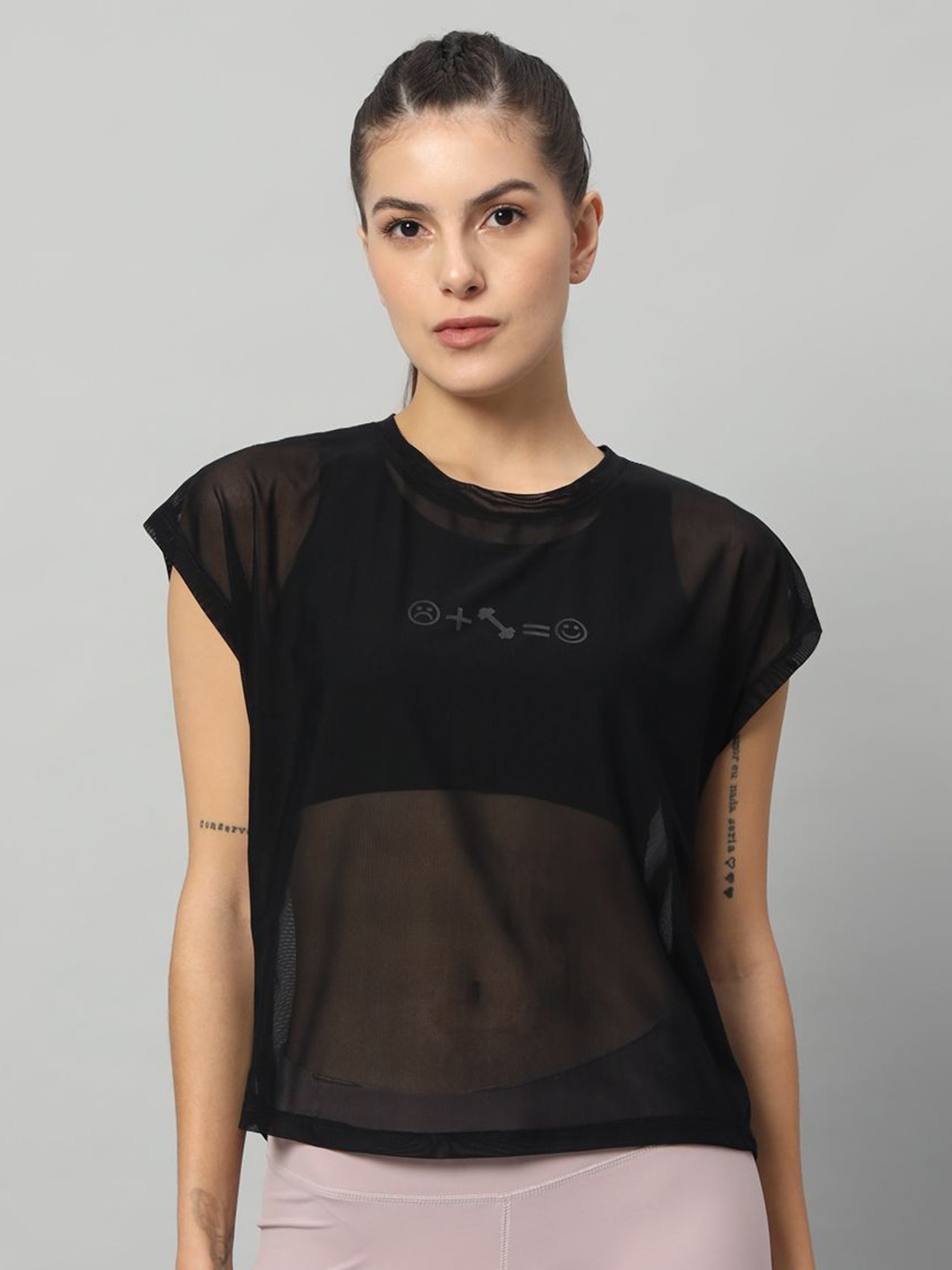 

MKH Women Typography Printed Round Neck T-shirt, Black