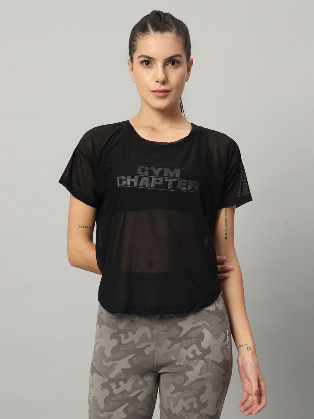 

MKH Women Typography Printed Round Neck T-shirt, Black