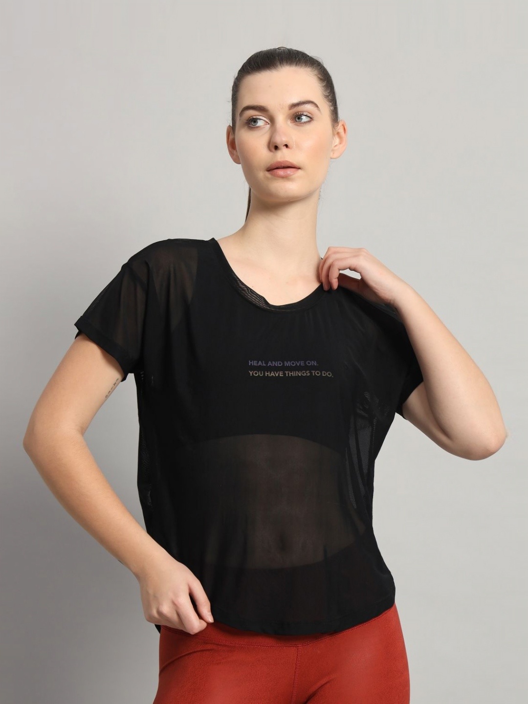

MKH Women Typography Printed Round Neck T-shirt, Black