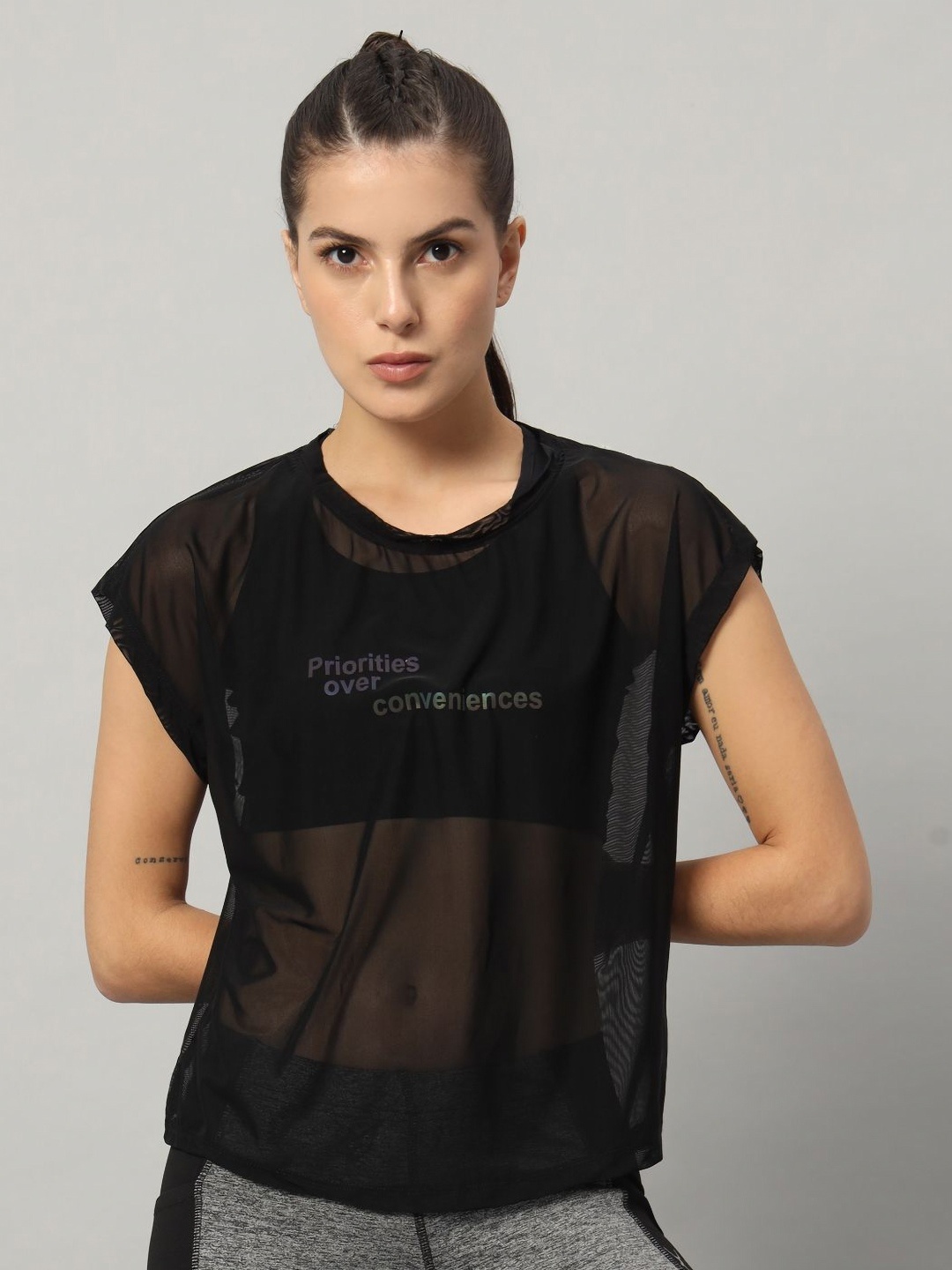 

MKH Women Typography Printed Round Neck T-shirt, Black