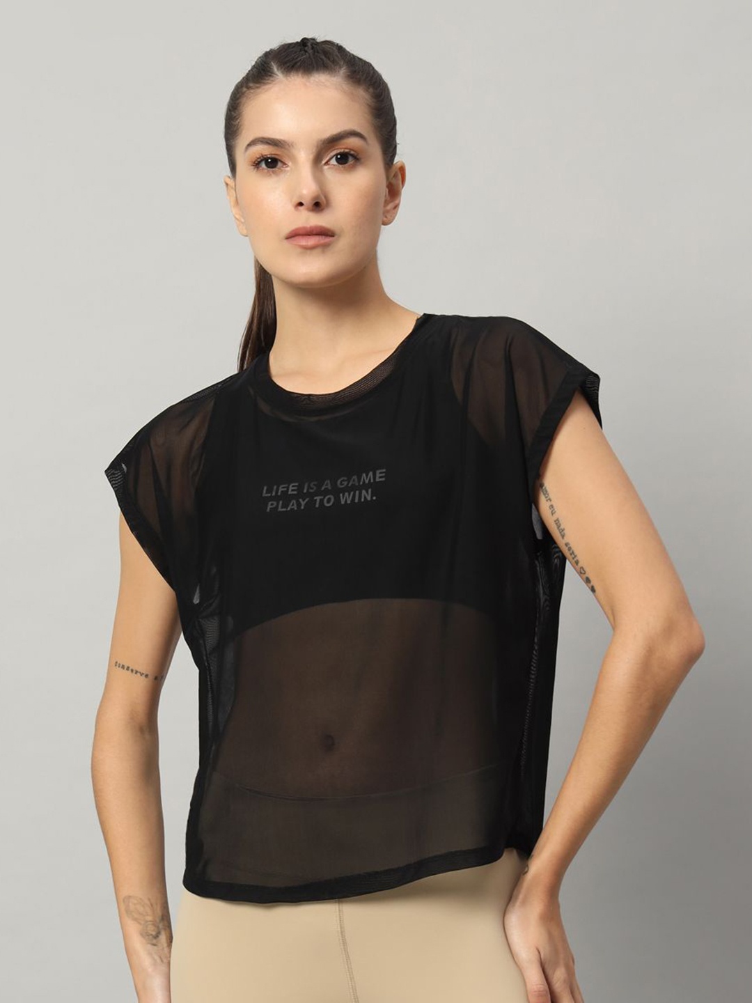 

MKH Women Typography Printed Round Neck T-shirt, Black