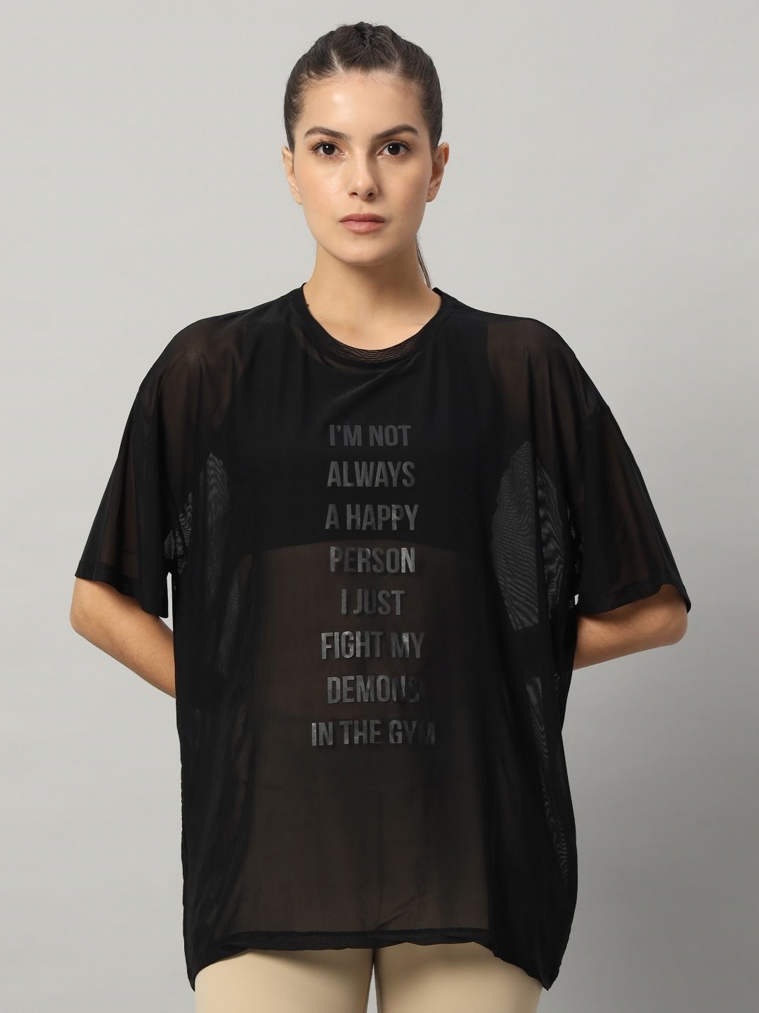 

MKH Women Typography Printed Round Neck T-shirt, Black