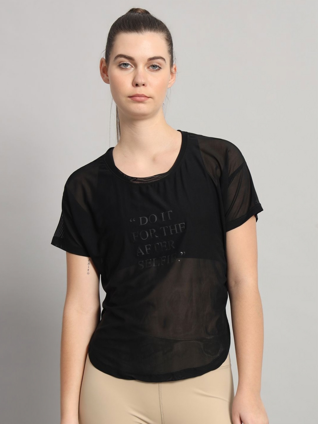 

MKH Women Typography Printed Round Neck T-shirt, Black
