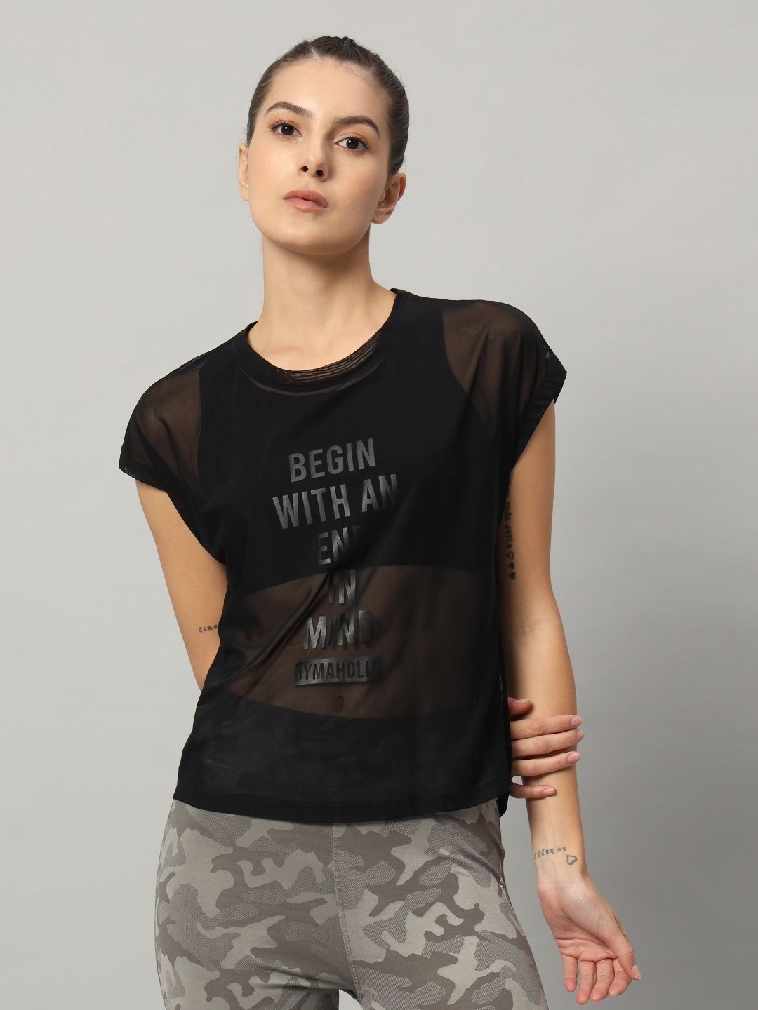 

MKH Women Typography Printed Round Neck T-shirt, Black