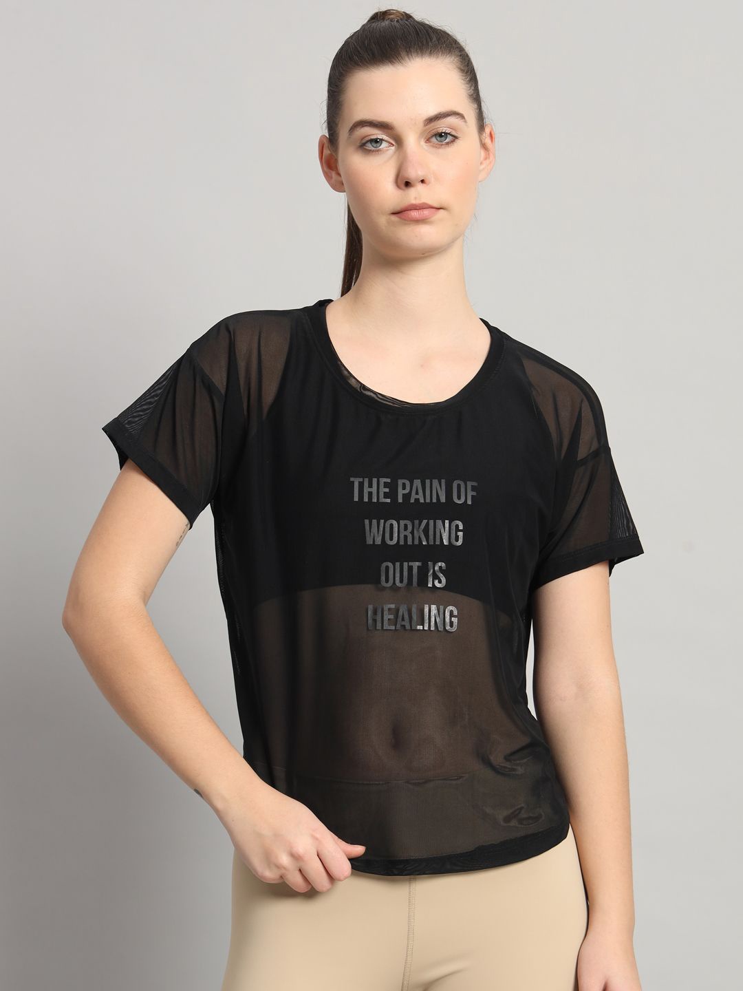 

MKH Women Typography Printed Round Neck T-shirt, Black