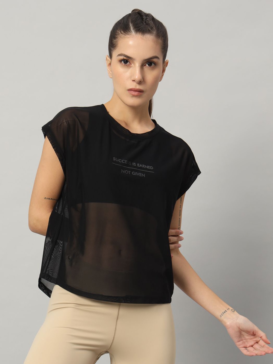 

MKH Women Typography Printed Round Neck T-shirt, Black