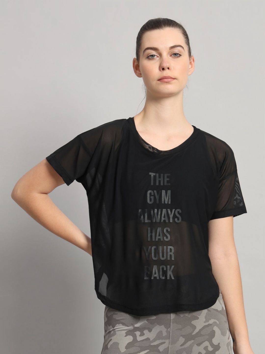 

MKH Women Typography Printed Round Neck T-shirt, Black