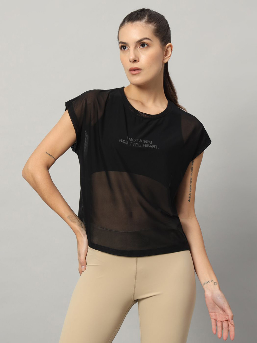 

MKH Women Typography Printed Round Neck T-shirt, Black