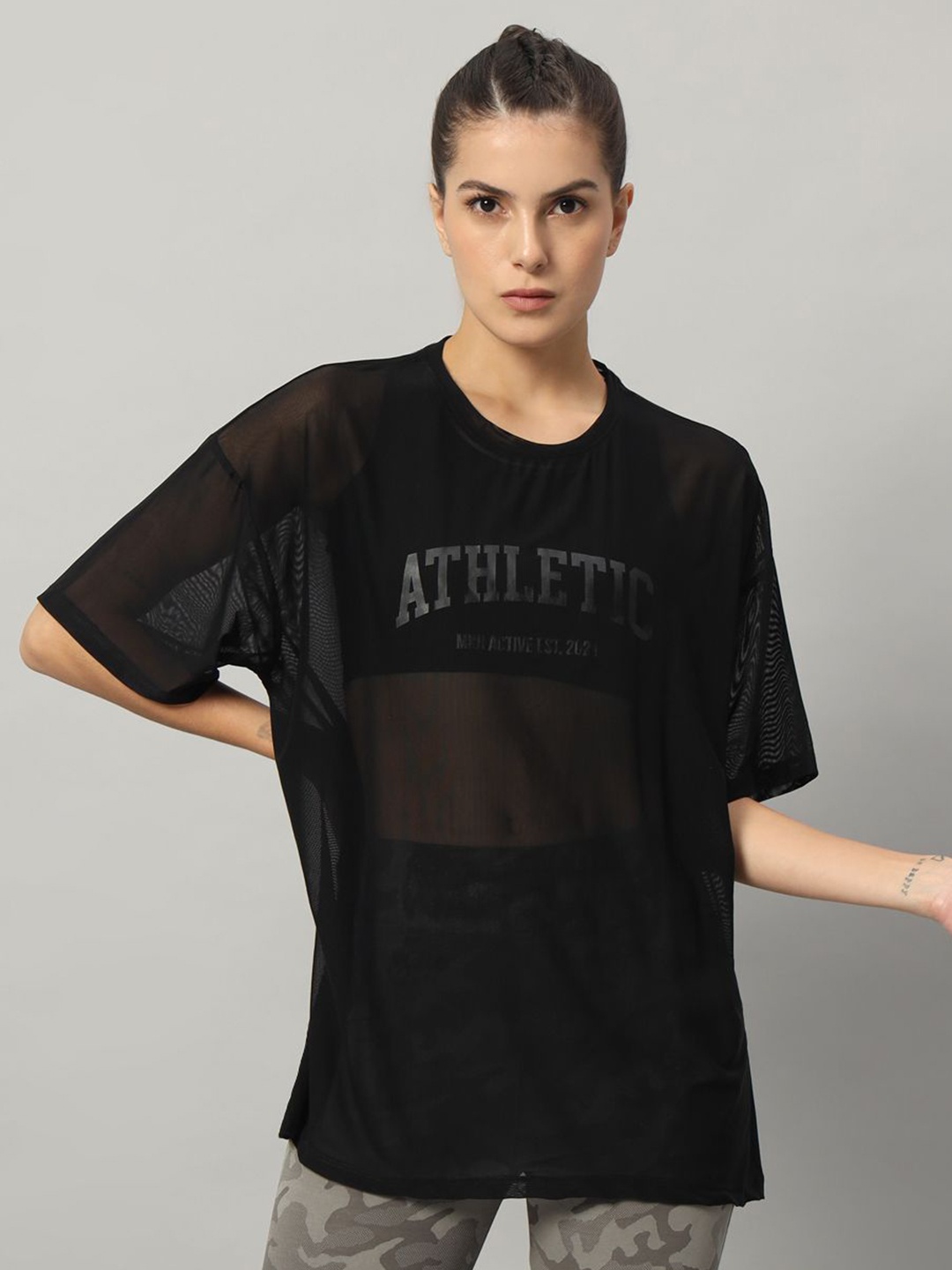 MKH Women Typography Printed Round Neck T-shirt, Black