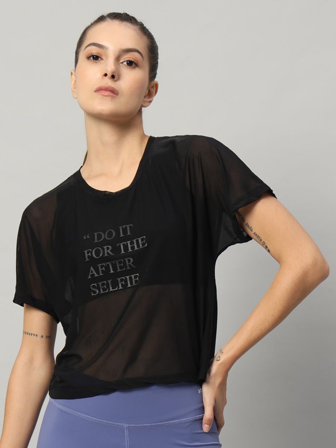 

MKH Women Typography Printed Round Neck T-shirt, Black