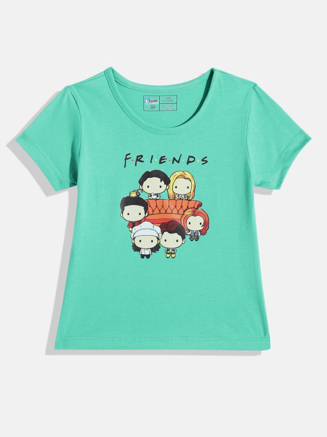 

Eteenz Girls Friends Printed Pure Cotton T-shirt, Sea green