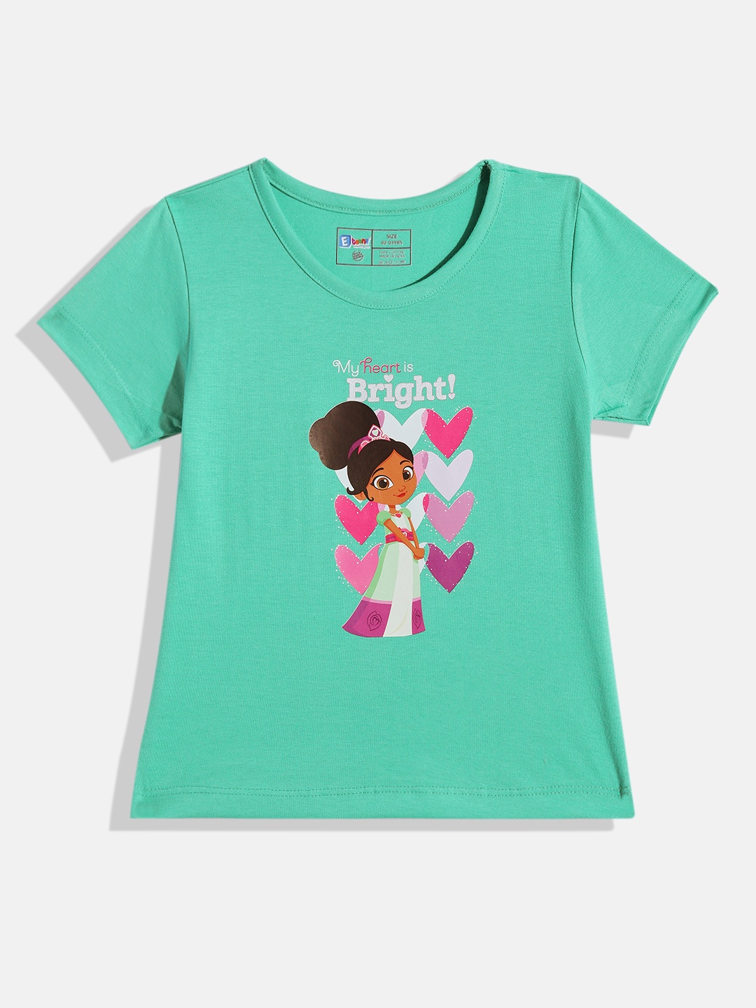 

Eteenz Girls Nella The Princess Knight Printed Pure Cotton T-shirt, Sea green