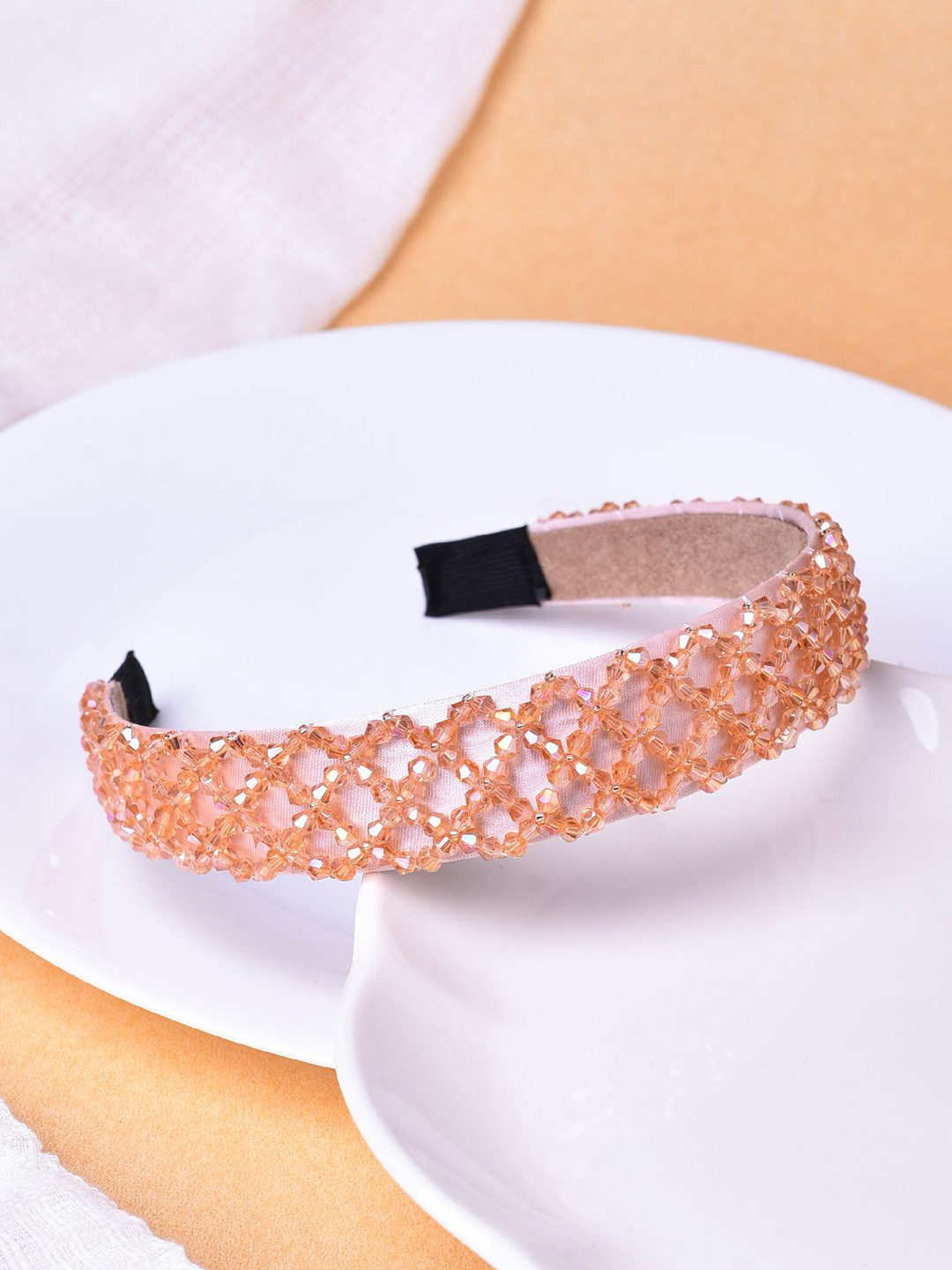 

VOGUE HAIR ACCESSORIES Women Embellished Hairband, Peach