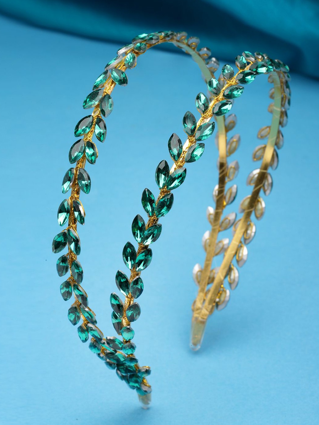 

VOGUE HAIR ACCESSORIES Women Embellished Double Line Hairband, Green