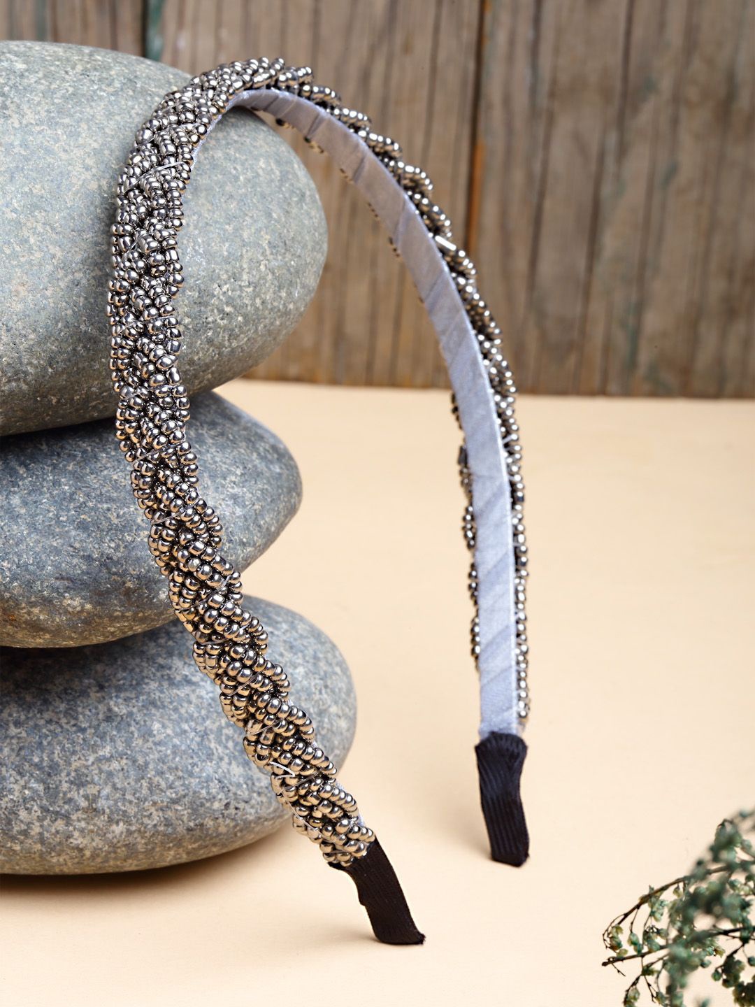 

VOGUE HAIR ACCESSORIES Women Beaded Hairband, Grey