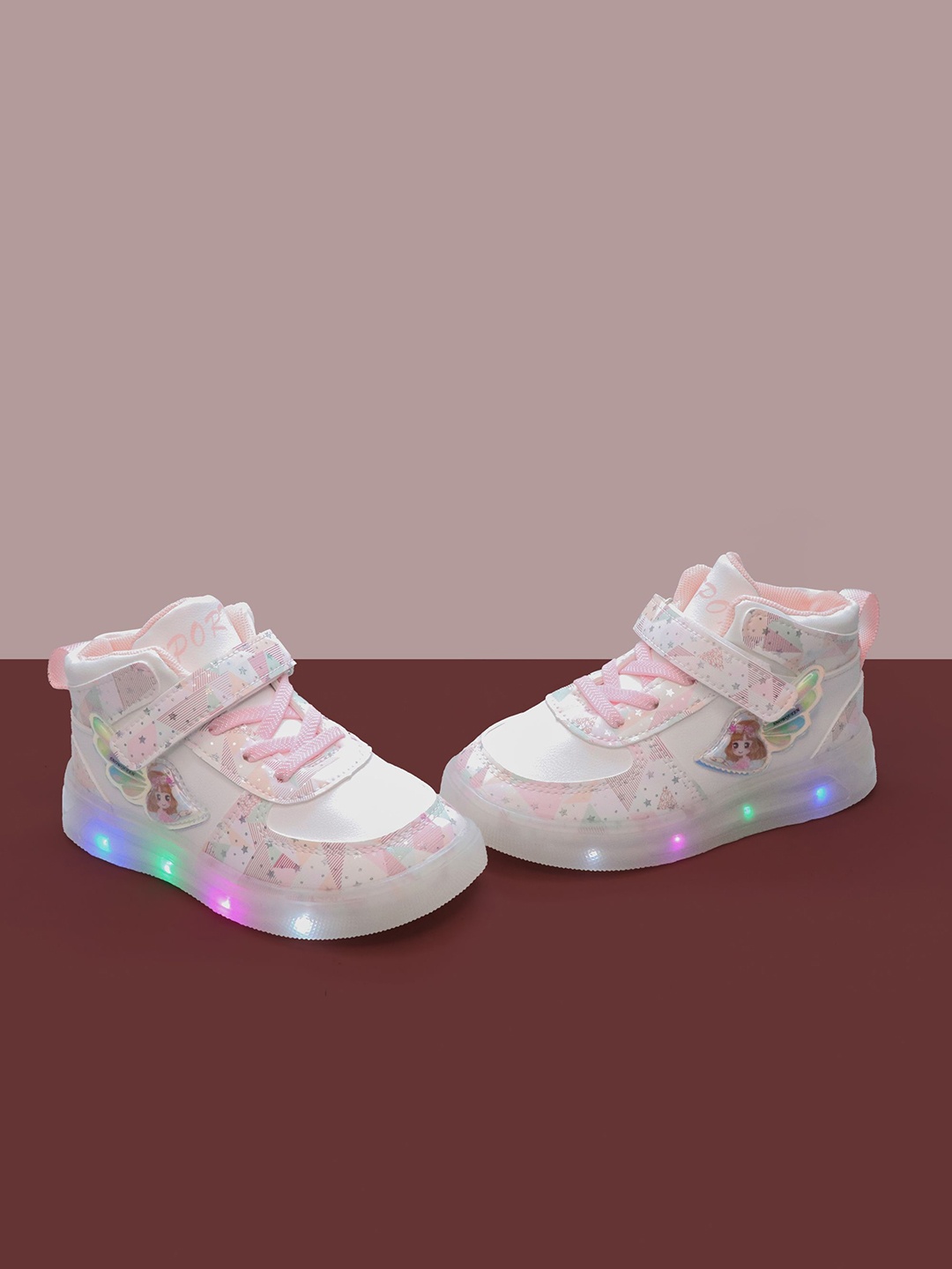 

FEETWELL SHOES Unisex Kids Printed Sneakers, Pink