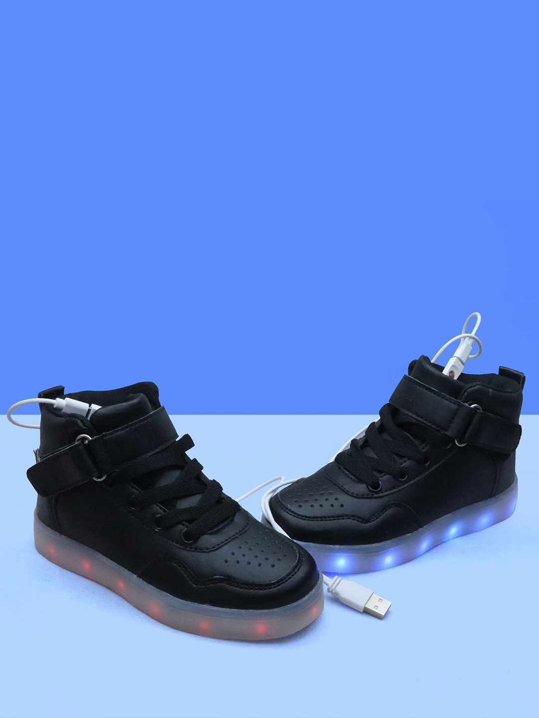 

FEETWELL SHOES Unisex Kids High-Top Sneakers, Black