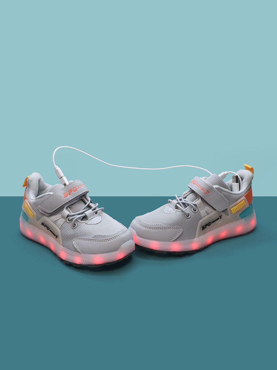 

FEETWELL SHOES Unisex Kids Colourblocked Sneakers, Grey