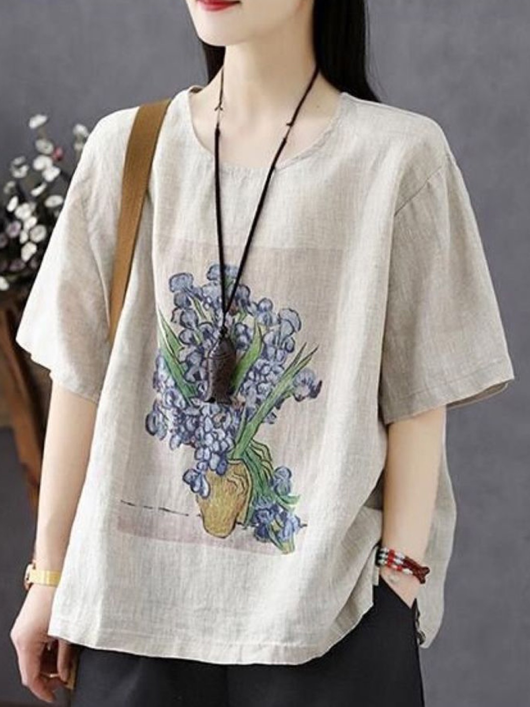 

StyleCast Women Round Neck Cotton Top, Beige