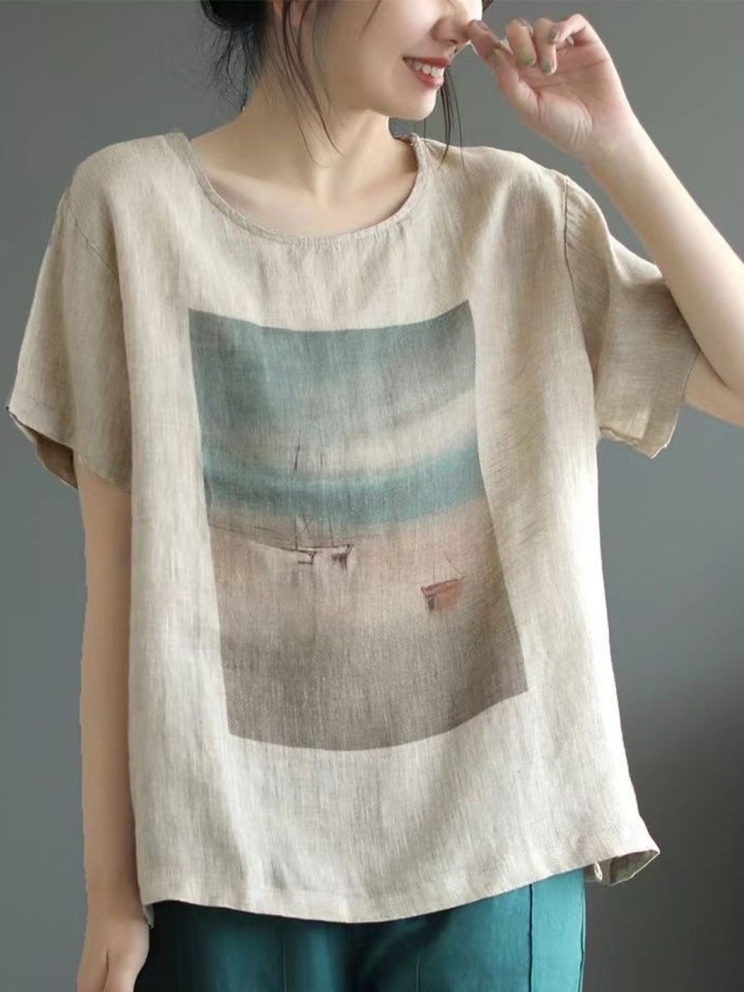 

StyleCast Striped Extended Sleeves Cotton Boxy Top, Rust