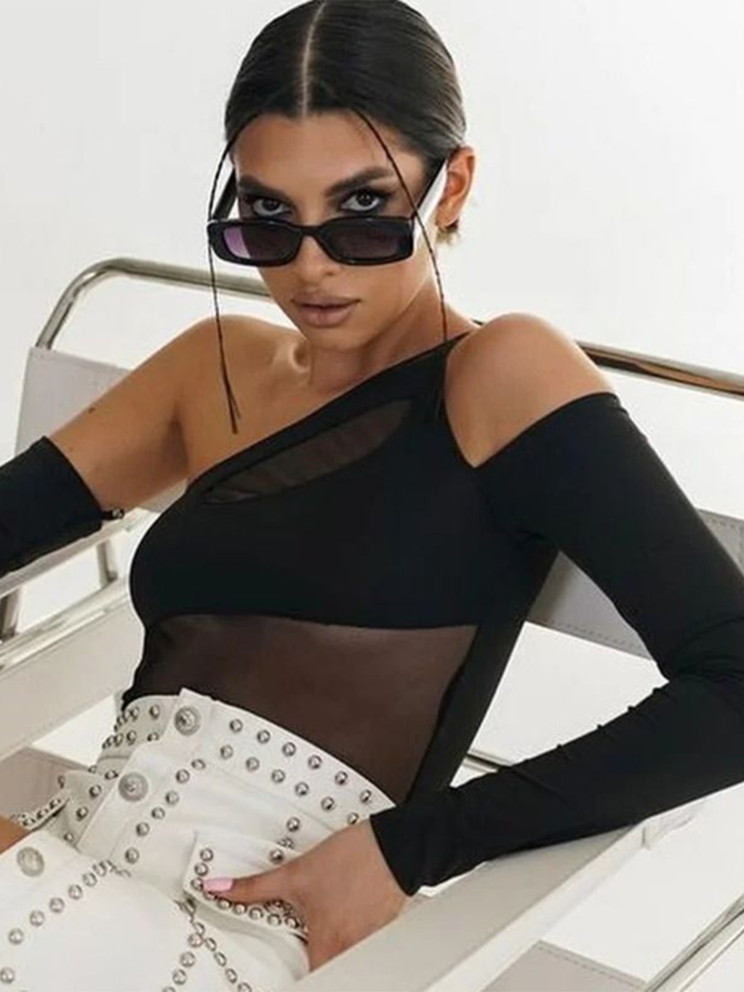 

StyleCast One Shoulder Top, Black