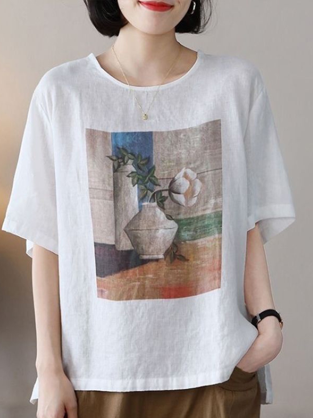 

StyleCast Print Extended Sleeves Top, Off white