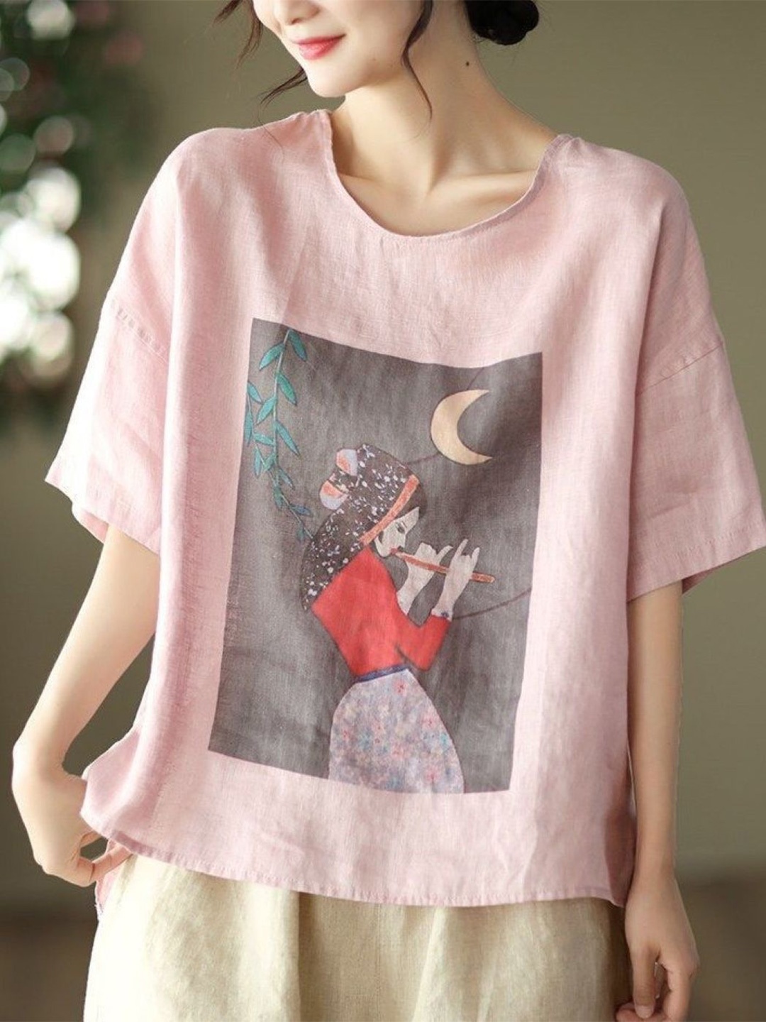 

StyleCast Print Cotton Top, Pink