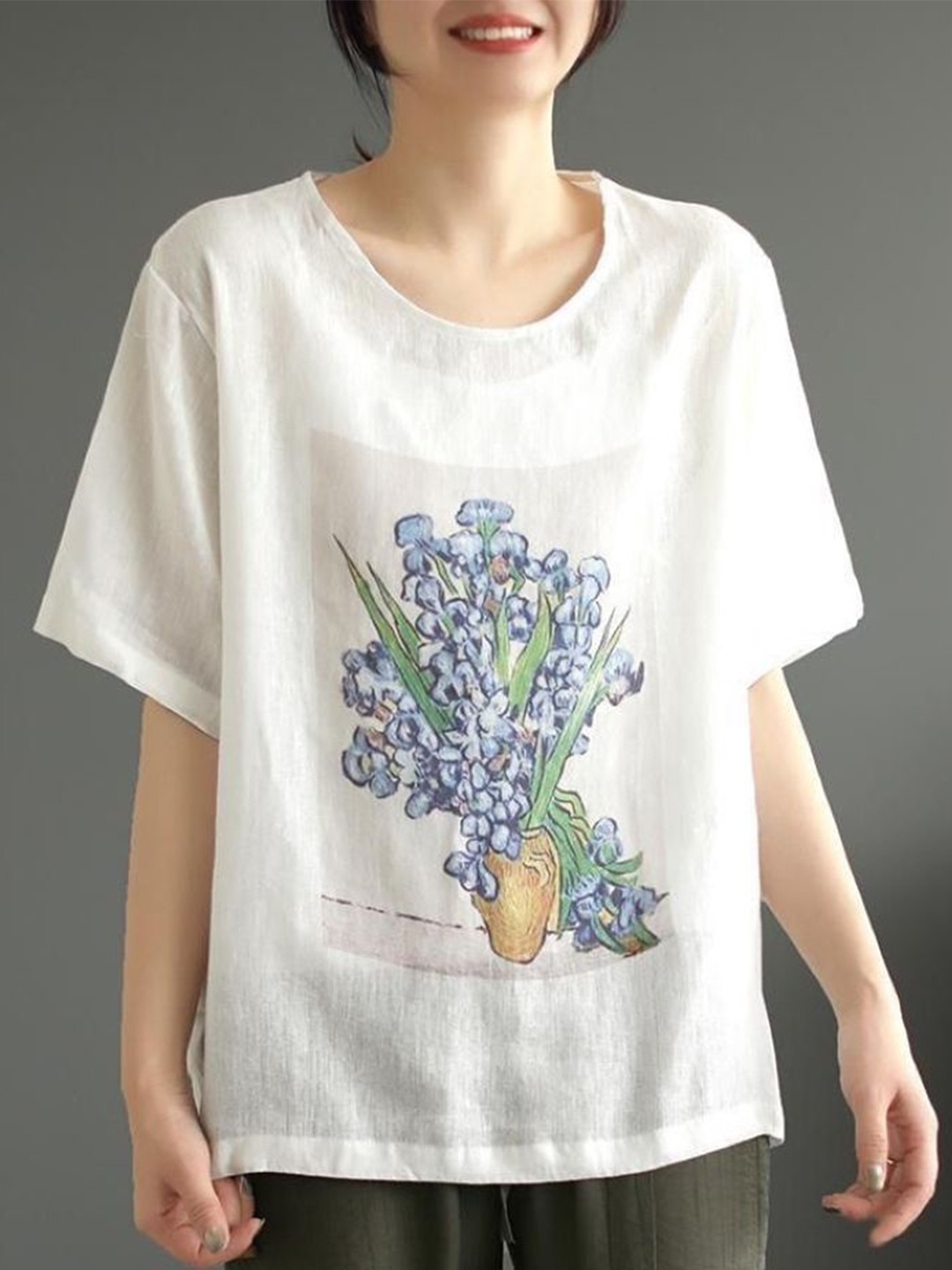 

StyleCast Women Round Neck Cotton Top, Off white