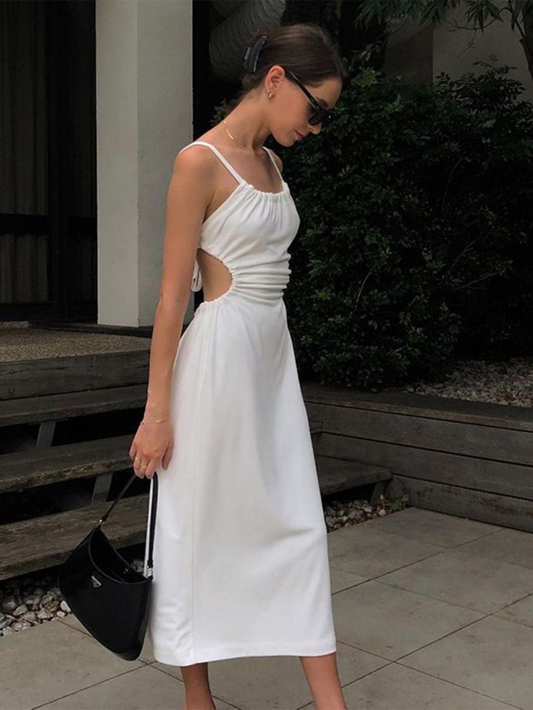 

StyleCast Women Shoulder Straps Cut-Outs A-Line Midi Dress, White