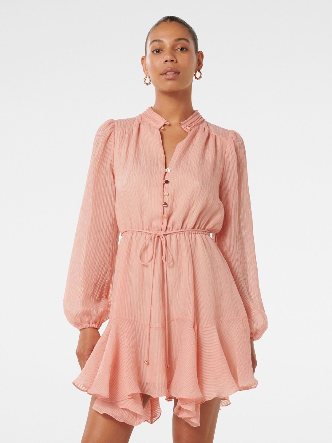 

Forever New Women Puff Sleeves Fit & Flare Dress, Peach