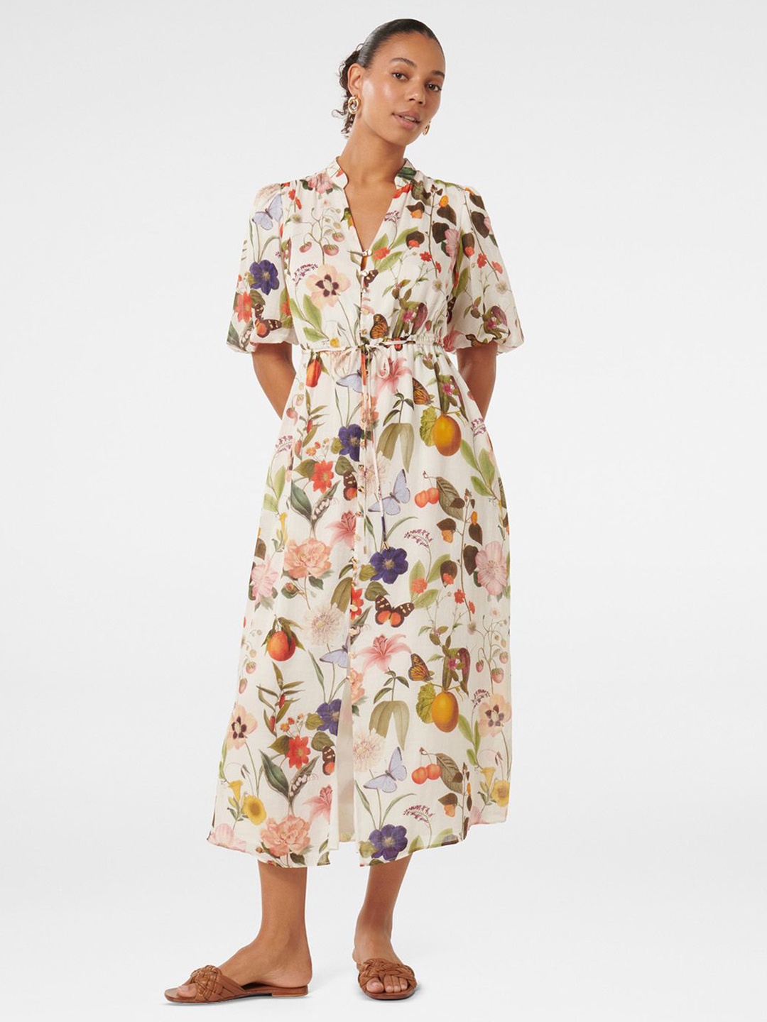 

Forever New Women Floral Print Puff Sleeves Fit & Flare Midi Dress, Multi