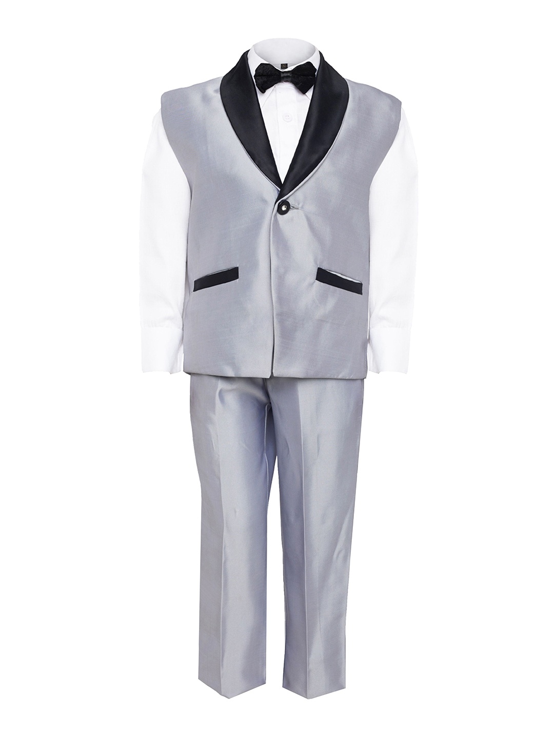 

BAESD Boys Single-Breasted Shawl Collar 3 Piece Party Suit, Grey