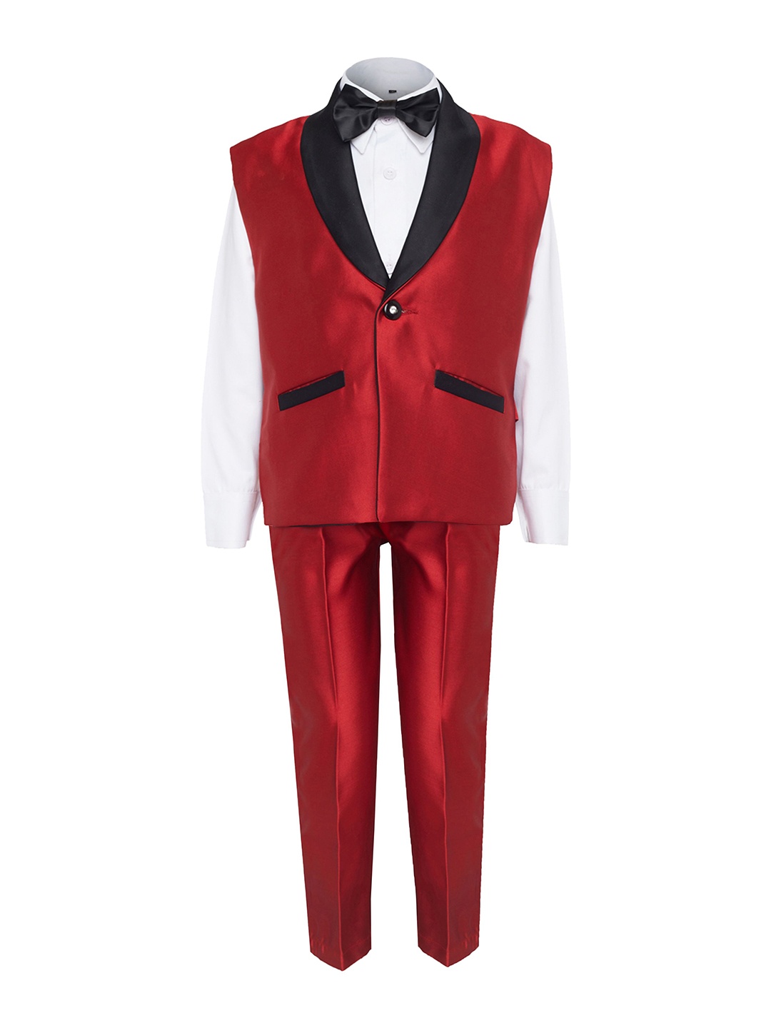 

BAESD Boys Single-Breasted Shawl Collar 3 Piece Party Suit, Red