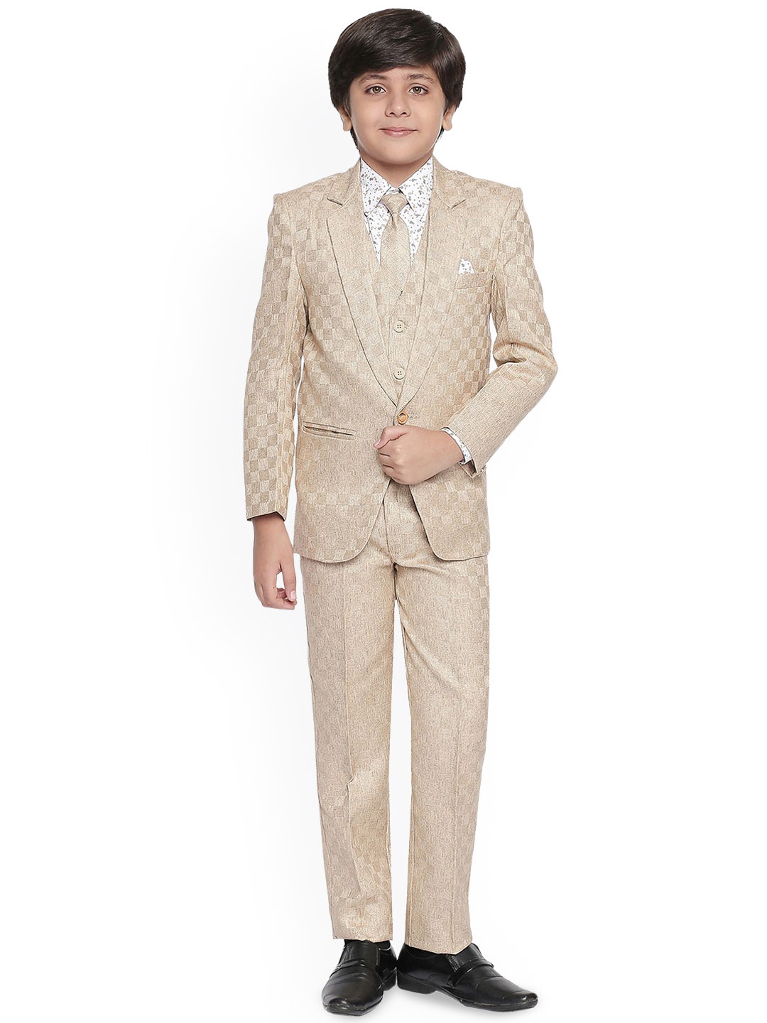 

BAESD Boys Single-Breasted Four Piece Party Suit, Beige