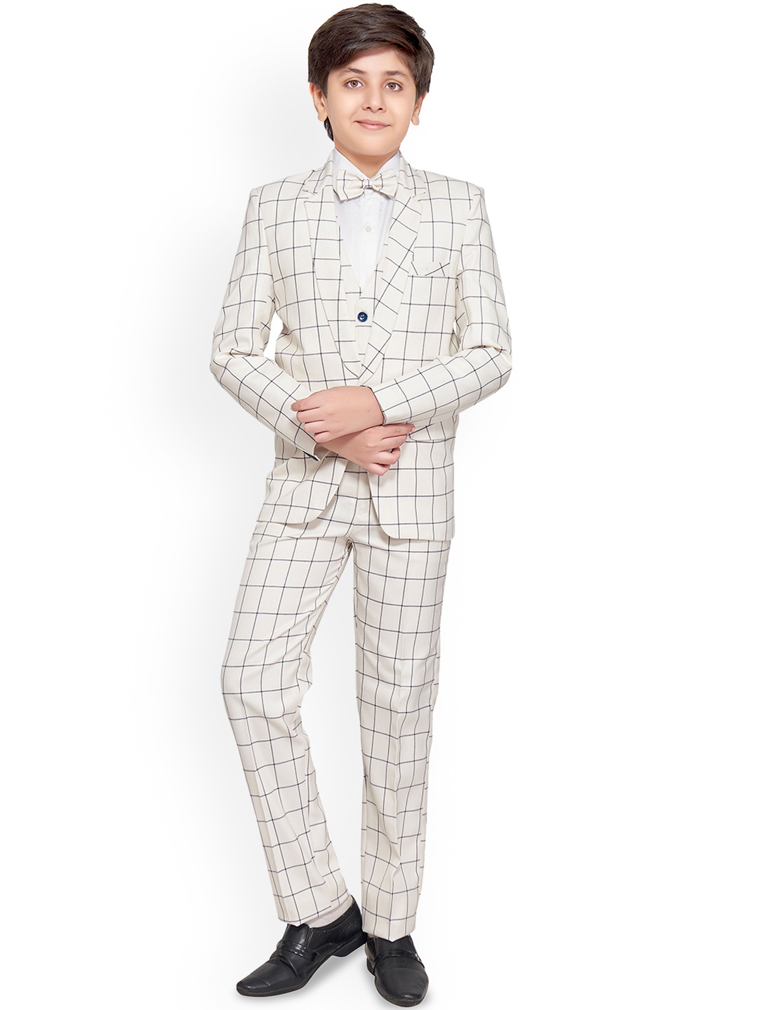 

BAESD Checked Single-Breasted Four-Piece Party Suit, White