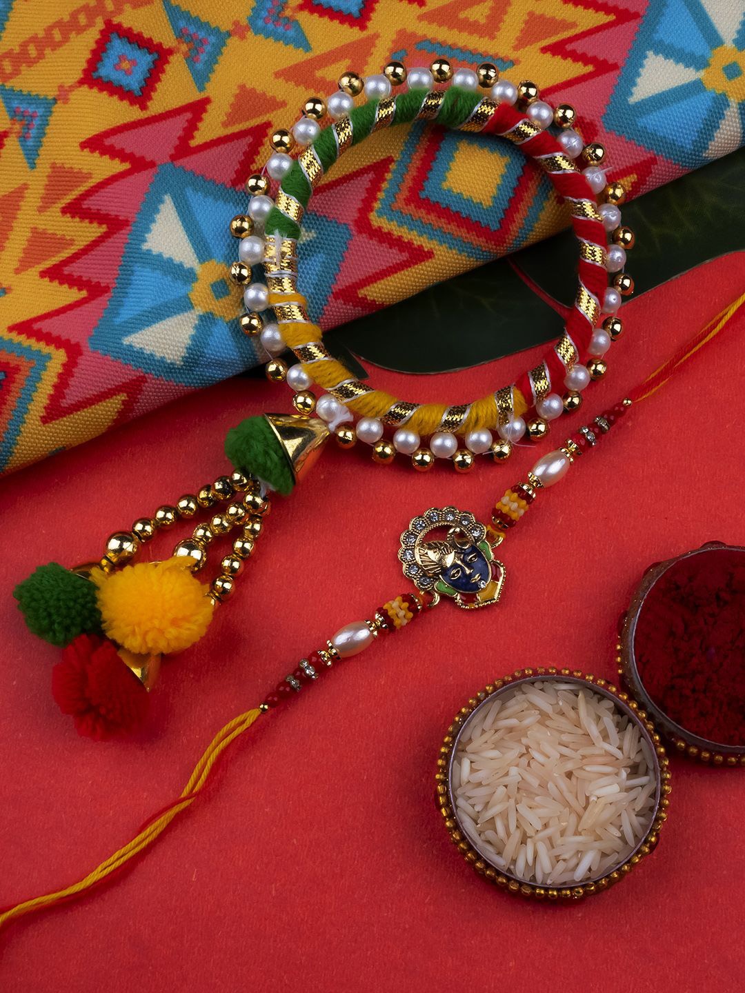 

StileAdda Thread Bhaiya Bhabhi Rakhis with Roli Chawal, Yellow