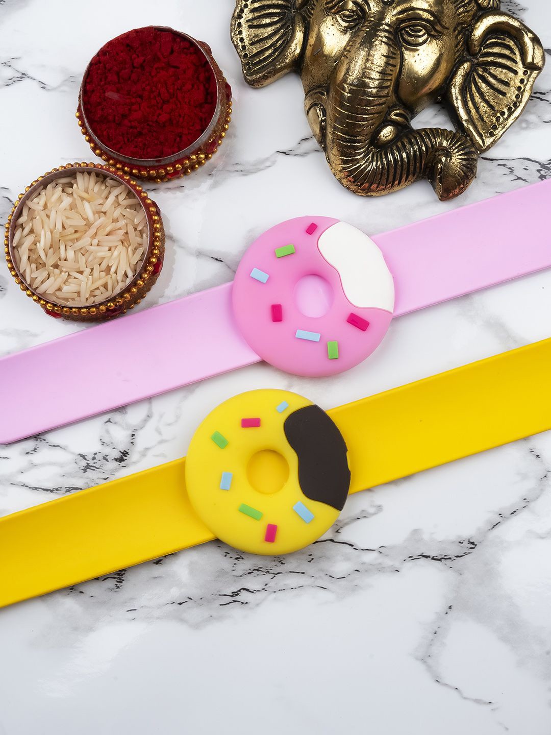

StileAdda Kids Pack of 2 Rakhis with Roli Chawal, Yellow