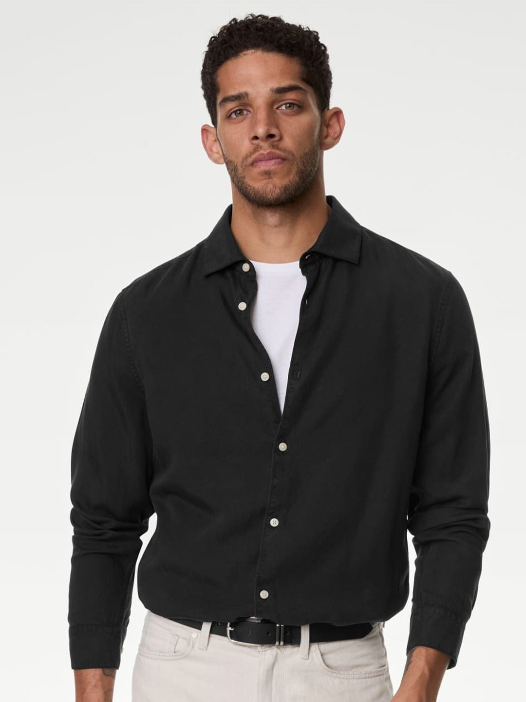 

Marks & Spencer Men Solid Opaque Casual Shirt, Black